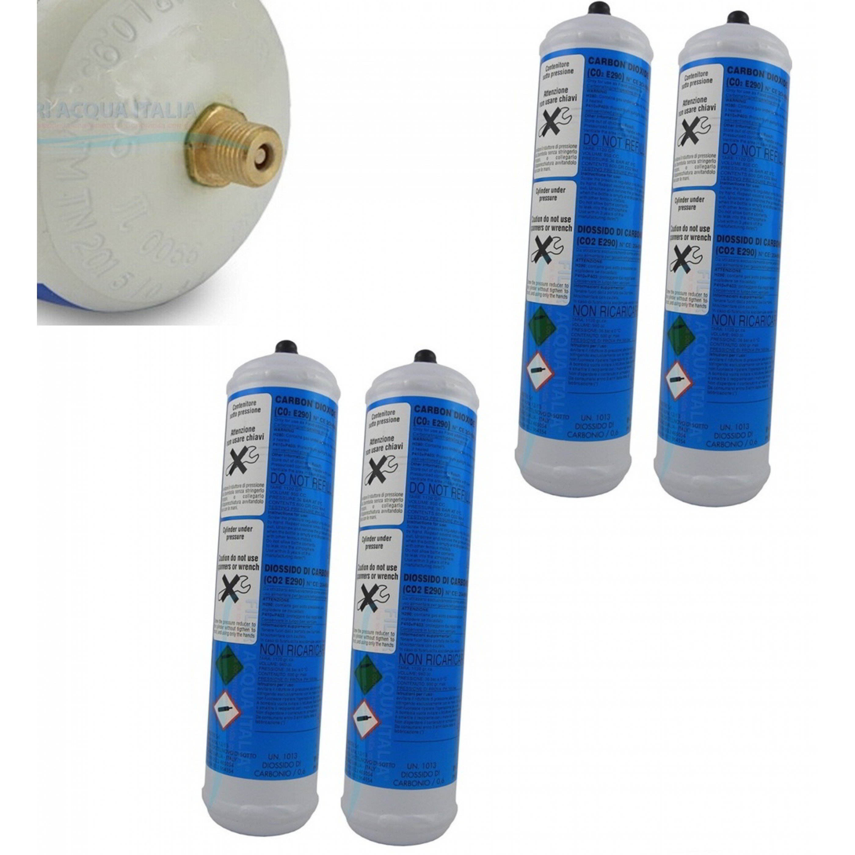 4 BOMBOLE CO2 E290 600 Grammi MONOUSO ALIMENTARE GASATORE ACQUA FRIZZANTE M11x1 - Foto 3